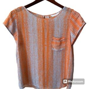 ⚡️ Zoa New York Orange/ Grayish Sheer Blouse Top ~ Size XS ⚡️